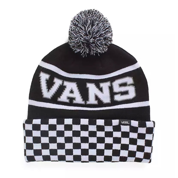 VANS Spirit Pom White Black Beanie Unisex Knit Hat One Size VN0A5LG3Y28 - Picture 2 of 6